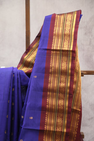 Blue Gadwal Cotton Silk Saree - SRBGCSS19