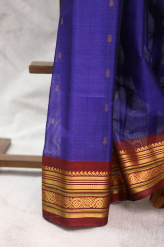 Blue Gadwal Cotton Silk Saree - SRBGCSS20