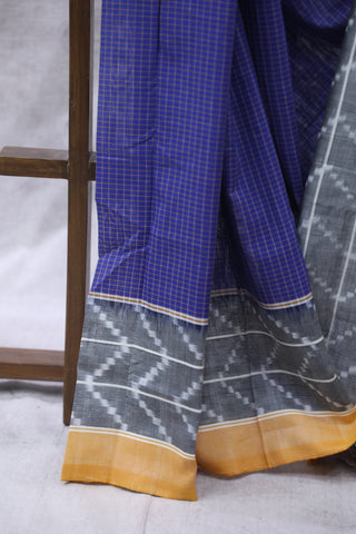 Blue Pochampalli Cotton Ikat Saree - SRBPCIS241