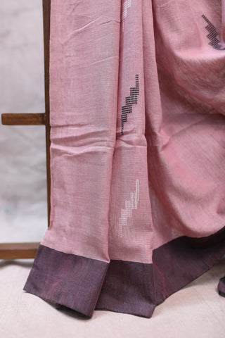 Mauve Cotton Rasgulla Jamdani Saree-SRMRCJS132