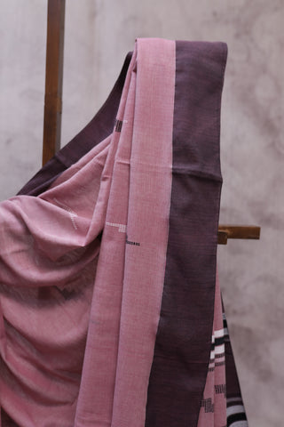 Mauve Cotton Rasgulla Jamdani Saree-SRMRCJS132