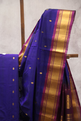 Blue Gadwal Cotton Silk Saree - SRBGCSS21