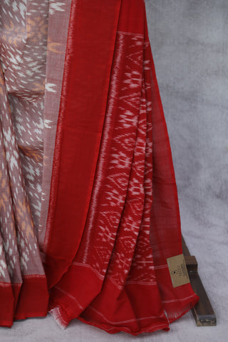 Red Pochampalli Cotton Ikat Saree - SRRPCIS275