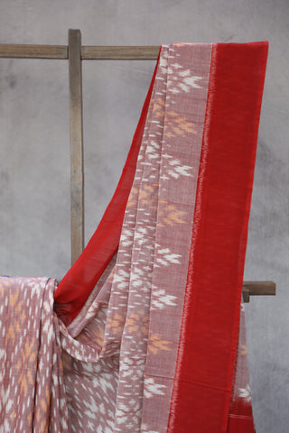 Red Pochampalli Cotton Ikat Saree - SRRPCIS275