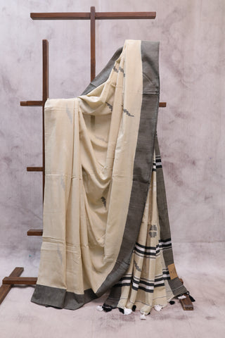 Pastel Brown Cotton Rasgulla Jamdani Saree-SRPBRCJS134