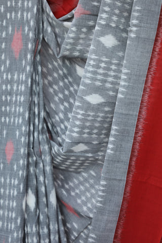 Grey Pochampalli Cotton Ikat Saree - SRGPCIS284