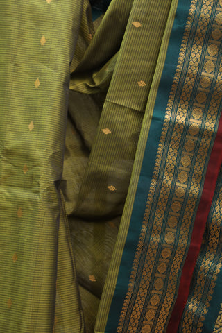 Olive Green Gadwal Cotton Silk Saree - SROGGCSS15