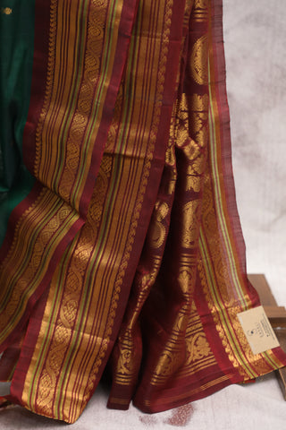 Green Gadwal Cotton Silk Saree - SRGGCSS14