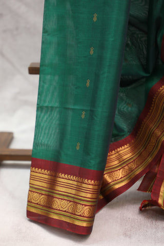 Green Gadwal Cotton Silk Saree - SRGGCSS14