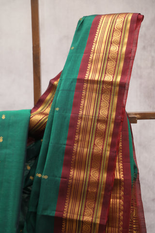 Green Gadwal Cotton Silk Saree - SRGGCSS14