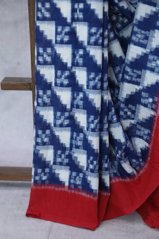 Blue Pochampalli Cotton Ikat Saree - SRBPCIS292