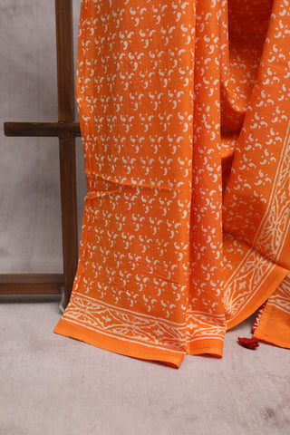 Orange HBP Cotton Saree with Contrast Blouse- SROCS1120