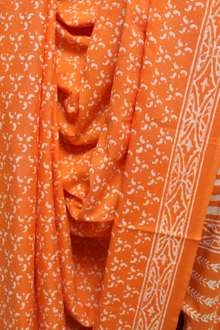 Orange HBP Cotton Saree with Contrast Blouse- SROCS1120