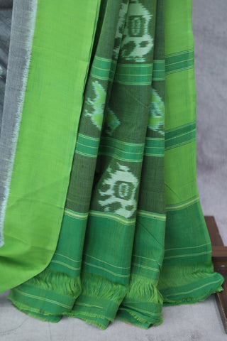 Grey Pochampalli Cotton Ikat Saree - SRGPCIS285