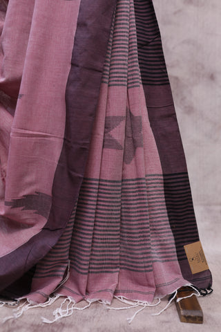 Mauve Cotton Star Jamdani Saree-SRMSCJS138