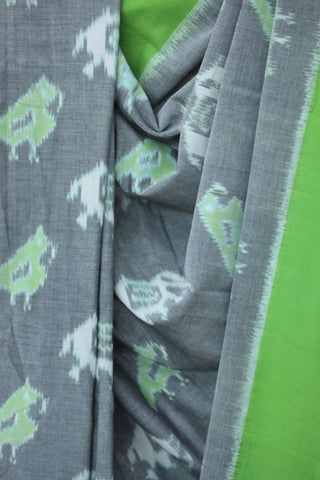 Grey Pochampalli Cotton Ikat Saree - SRGPCIS285