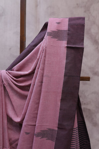 Mauve Cotton Star Jamdani Saree-SRMSCJS138