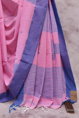 Baby Pink Cotton Star Jamdani Saree-SRBPSCJS141