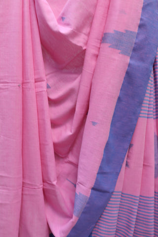 Baby Pink Cotton Star Jamdani Saree-SRBPSCJS141