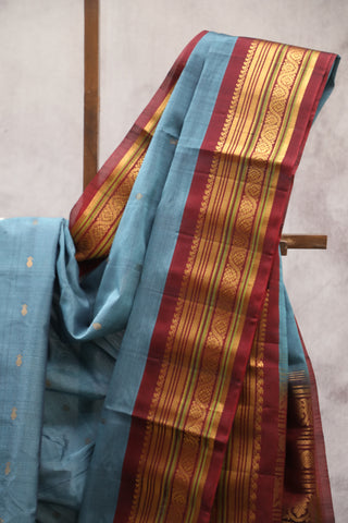 Grey Gadwal Cotton Silk Saree - SRGGCSS10