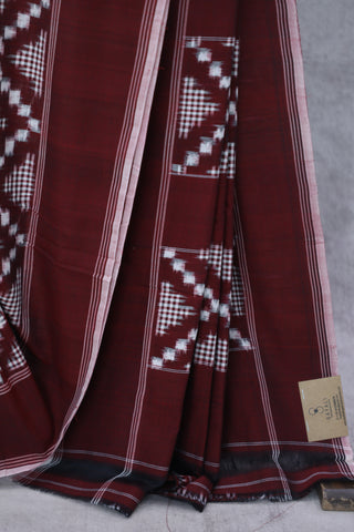 Wine Pochampalli Cotton Ikat Saree - SRWPCIS294