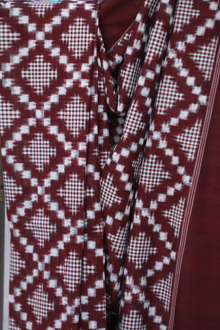 Wine Pochampalli Cotton Ikat Saree - SRWPCIS294