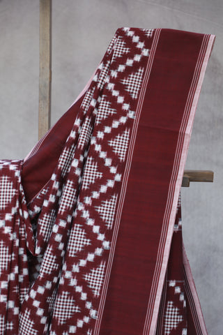 Wine Pochampalli Cotton Ikat Saree - SRWPCIS294