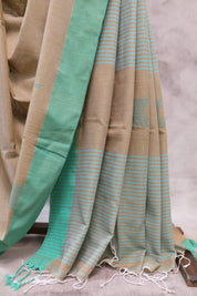 Pastel Brown Cotton Star Jamdani Saree - SRPBSCJS140