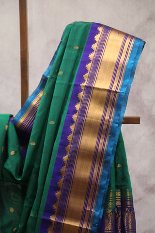 Green Gadwal Cotton Silk Saree - SRGGCSS08