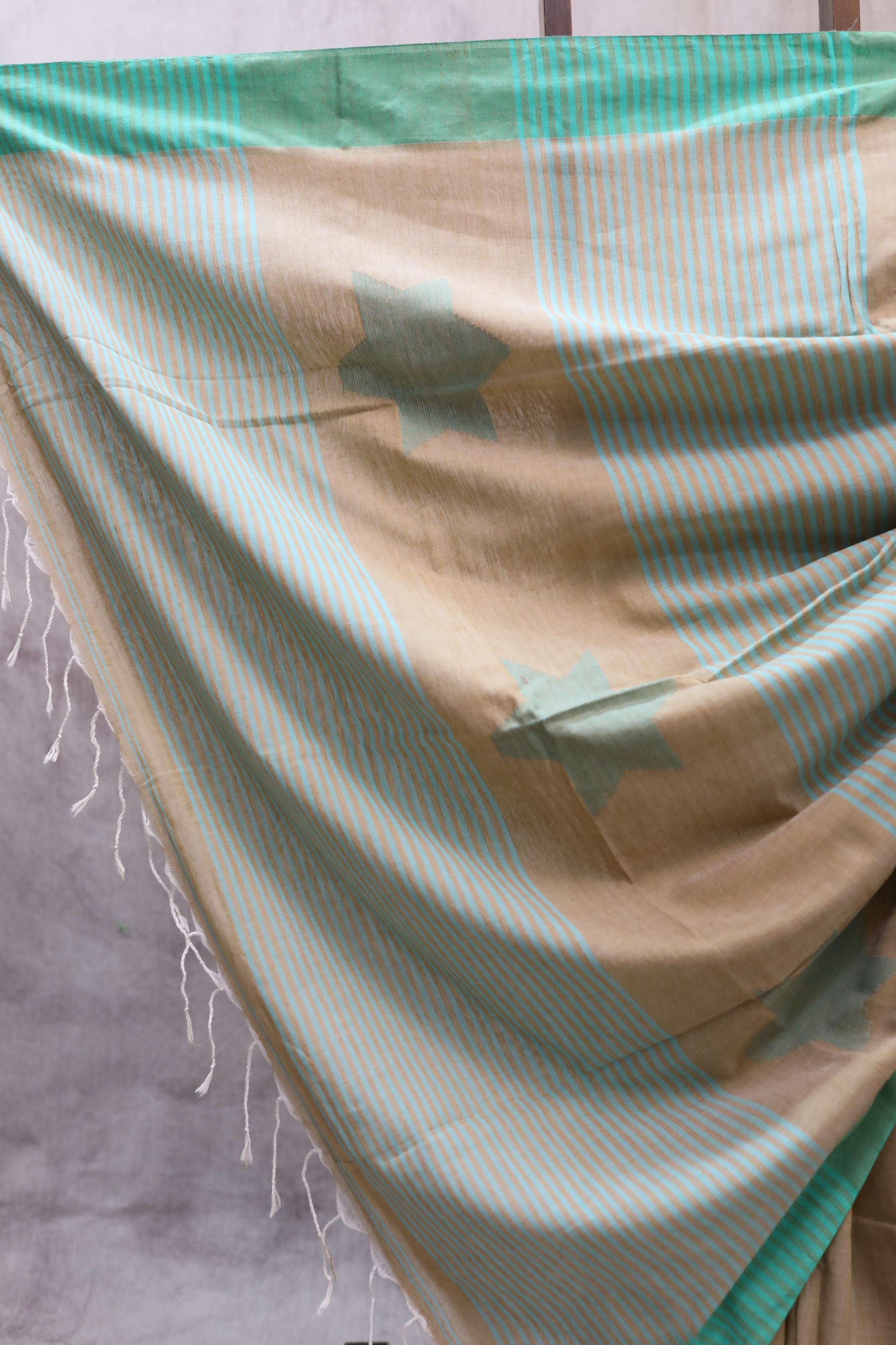 Pastel Brown Cotton Star Jamdani Saree - SRPBSCJS140
