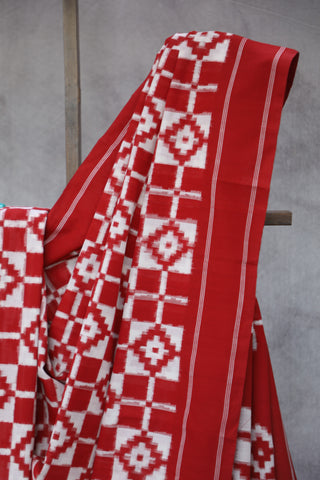 Red Pochampalli Cotton Ikat Saree - SRRPCIS287