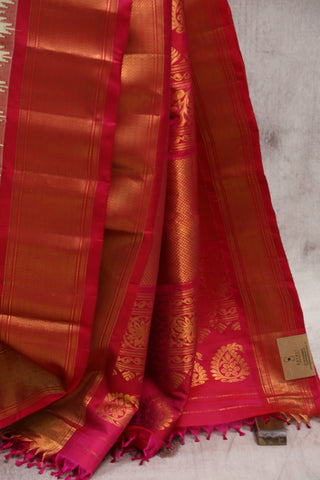 Cream Gadwal Silk Saree - SRCSS350