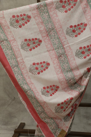 White HBP Cotton Saree - SRWCS1587