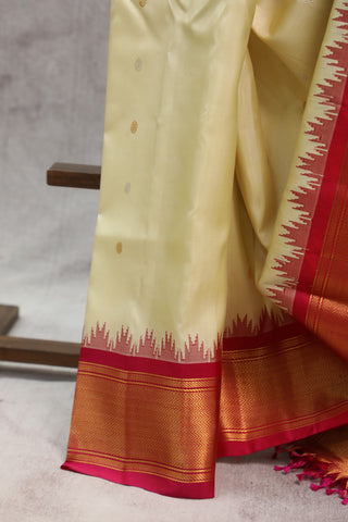 Cream Gadwal Silk Saree - SRCSS350