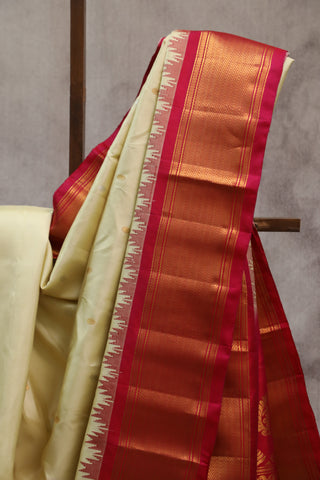 Cream Gadwal Silk Saree - SRCSS350