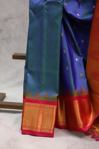 Blue Gadwal Silk Saree - SRBGSS351