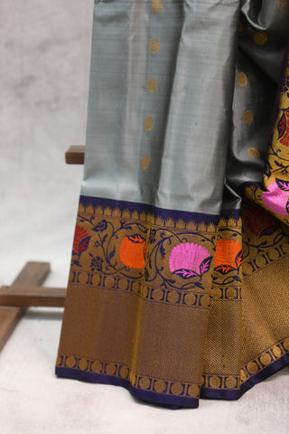 Grey Gadwal Silk Saree - SRGGSS352