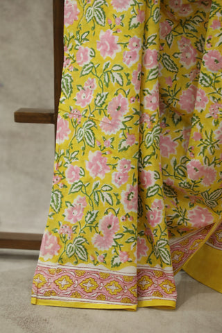 Yellow HBP Cotton Saree - SRYCS1590