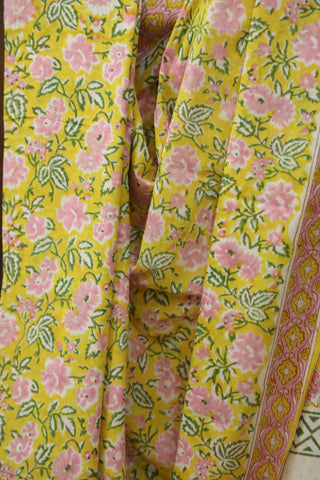 Yellow HBP Cotton Saree - SRYCS1590