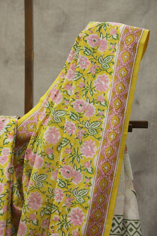 Yellow HBP Cotton Saree - SRYCS1590