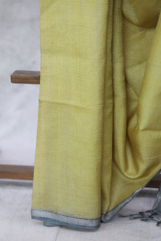 Yellow Tussar Silk Saree - SRPSTSS1017