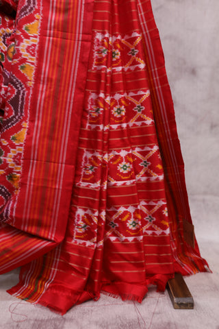 Red Pochampalli Silk Ikat Saree-SRRPSIS54