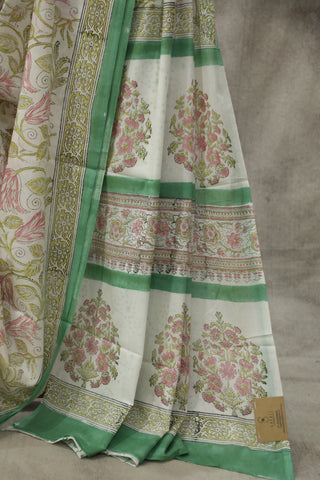 White HBP Cotton Saree - SRWCS1585