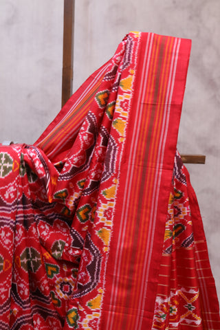 Red Pochampalli Silk Ikat Saree-SRRPSIS54