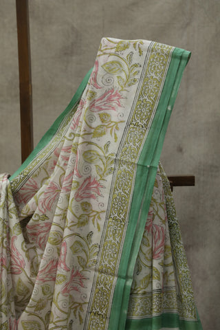 White HBP Cotton Saree - SRWCS1585