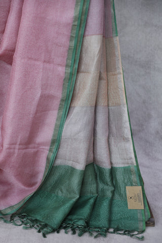 Pink Tussar Silk Saree - SRPSTSS1016