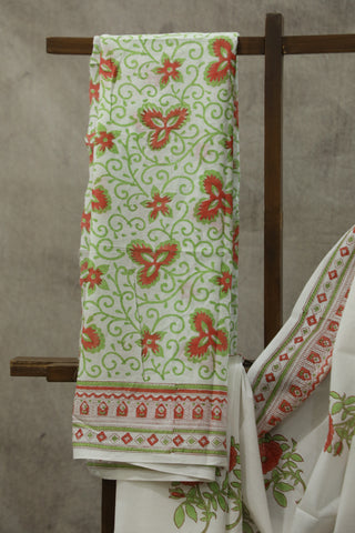 White HBP Cotton Saree - SRWCS1584