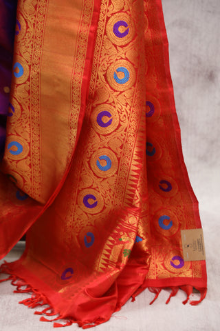 Purple Gadwal Silk Saree - SRPGSS348