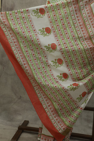 White HBP Cotton Saree - SRWCS1584