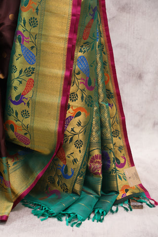 Dark Brown Gadwal Silk Saree - SRBGSS347